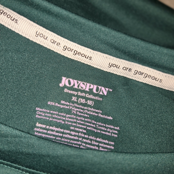 Joyspun NEW Green Merry Plaid Christmas Pajama Top XL 16-18 Long Sleeve Soft - Picture 4 of 5